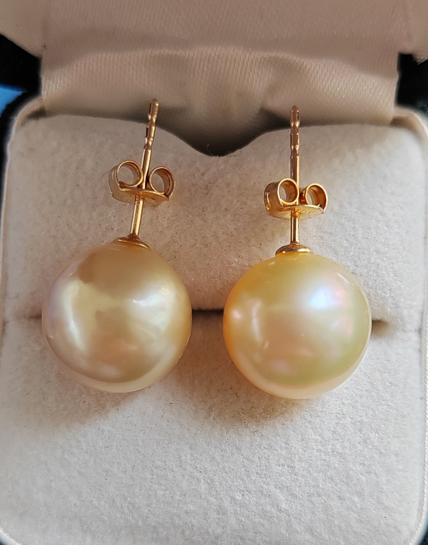 10k gold Essential earrings studs genuine golden south sea pearls 10.2mm