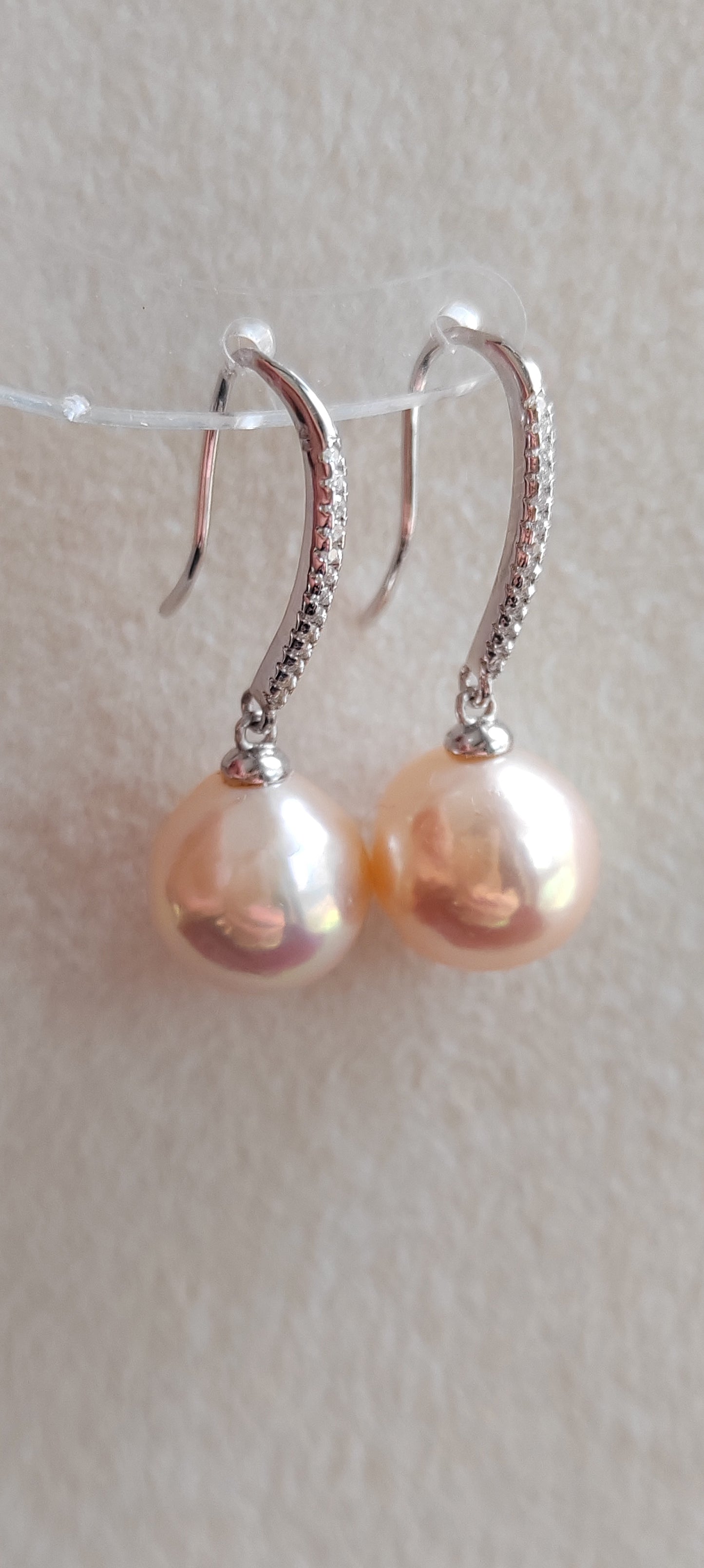 'Fairy Peach' Jewellery set Genuine freshwater pearls 11.8-12.2mm