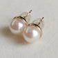 10k gold earrings genuine Japanese akoya pearls round 7mm