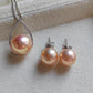 10.2-12mm Genuine freshwater pearls jewelry set Peach
