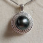 11.6mm Genuine tahitian south sea pearl luxury style necklace silver