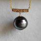 18k gold rainbow drop pendant genuine tahitian south sea pearl 12.8mm