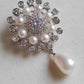 5.4-9.7mm Genuine freshwater pearls flowers brooch necklace