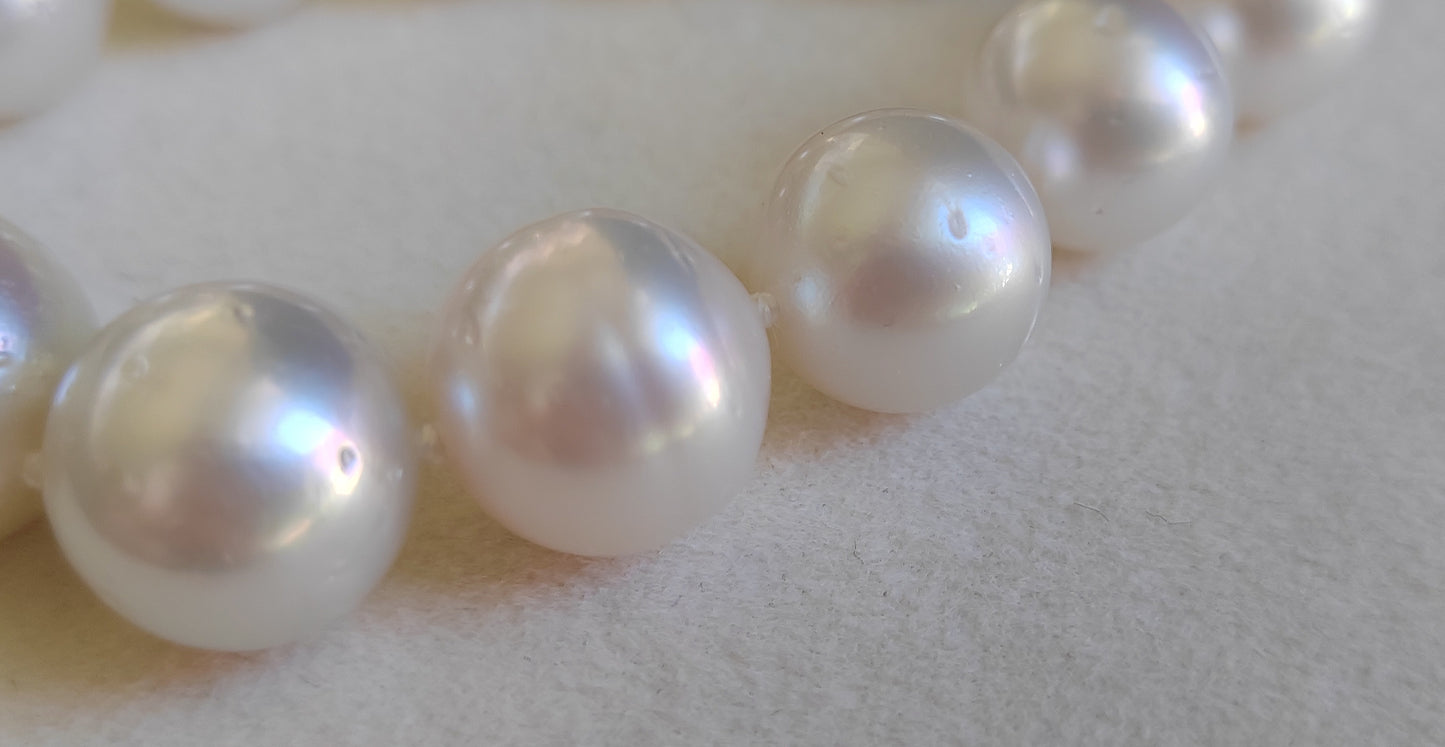 9.8-14.8mm Genuine south sea white pearls classic necklace