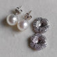 'Little Camellia' two-way earrings genuine south sea white pearls 8.6mm Round