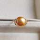 10.9mm Genuine golden south sea pearl 18k gold solitaire ring