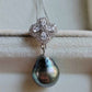 'Silver Clovers' Jewellry set Genuine tahitian sea pearls 9.6-9.9mm