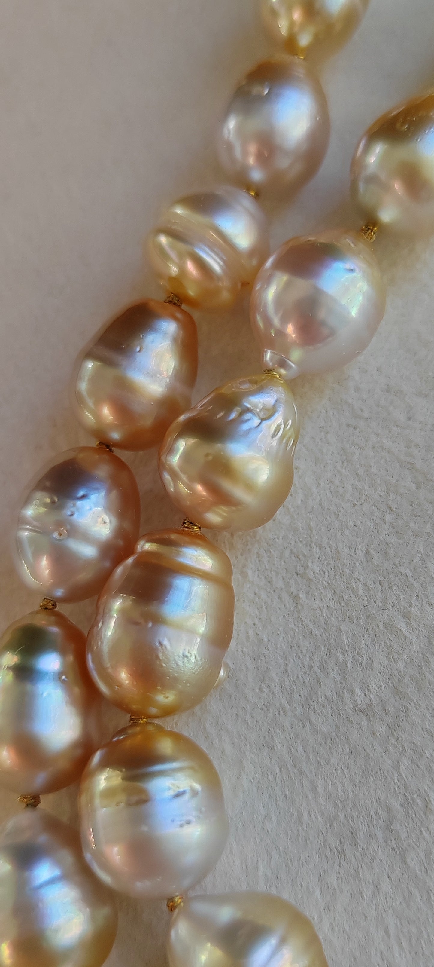 8.2-11.7mm Genuine golden south sea pearls classic baroque necklace