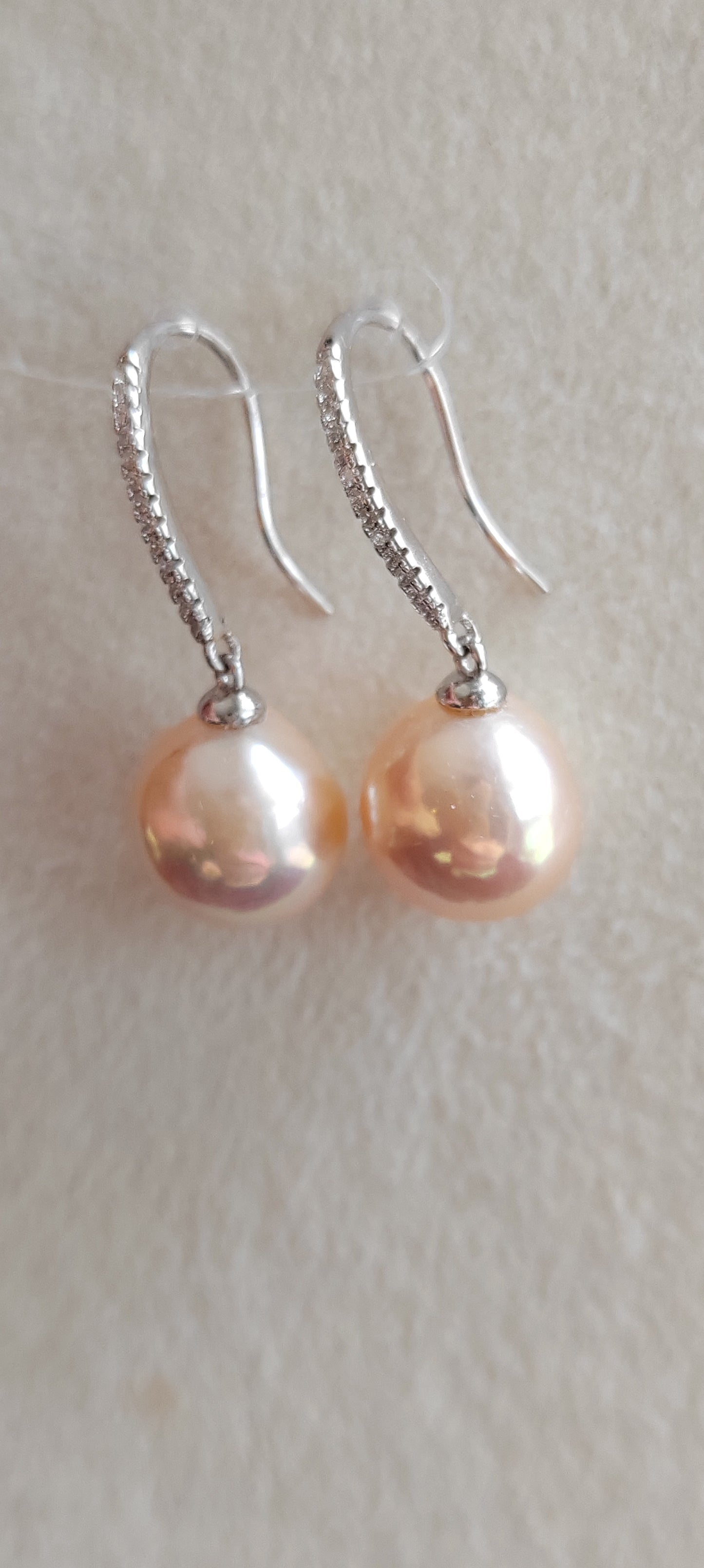 'Fairy Peach' Jewellery set Genuine freshwater pearls 11.8-12.2mm