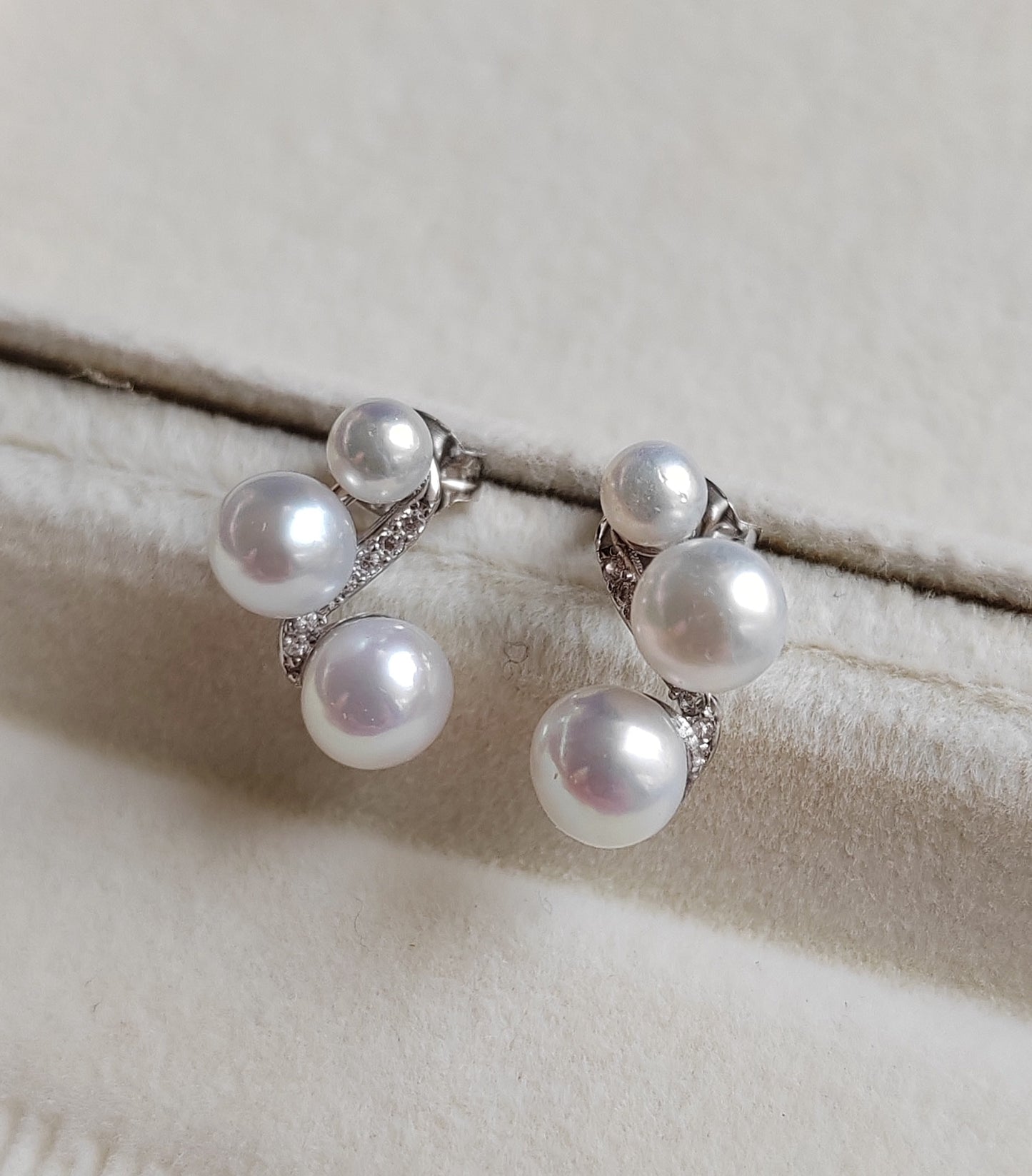 3.8-5.9mm Genuine freshwater pearls classic earrings sterling silver