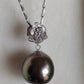 'White Camellia' 18k white gold pendant genuine Mangareva tahitian dea pearl 11.7x12.1mm