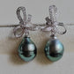 9.3mm Genuine tahitian south sea pearl Lace earrings silver
