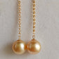 18k gold dangle earrings genuine golden south sea pearl 8.3mm