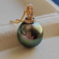 12.95x13.5mm Genuine Tahitian Mangareva pearl 18k gold diamond enhancer/ pendant