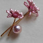 'Pink Lily' brooch genuine freshwater pearl 10.4x11.2mm