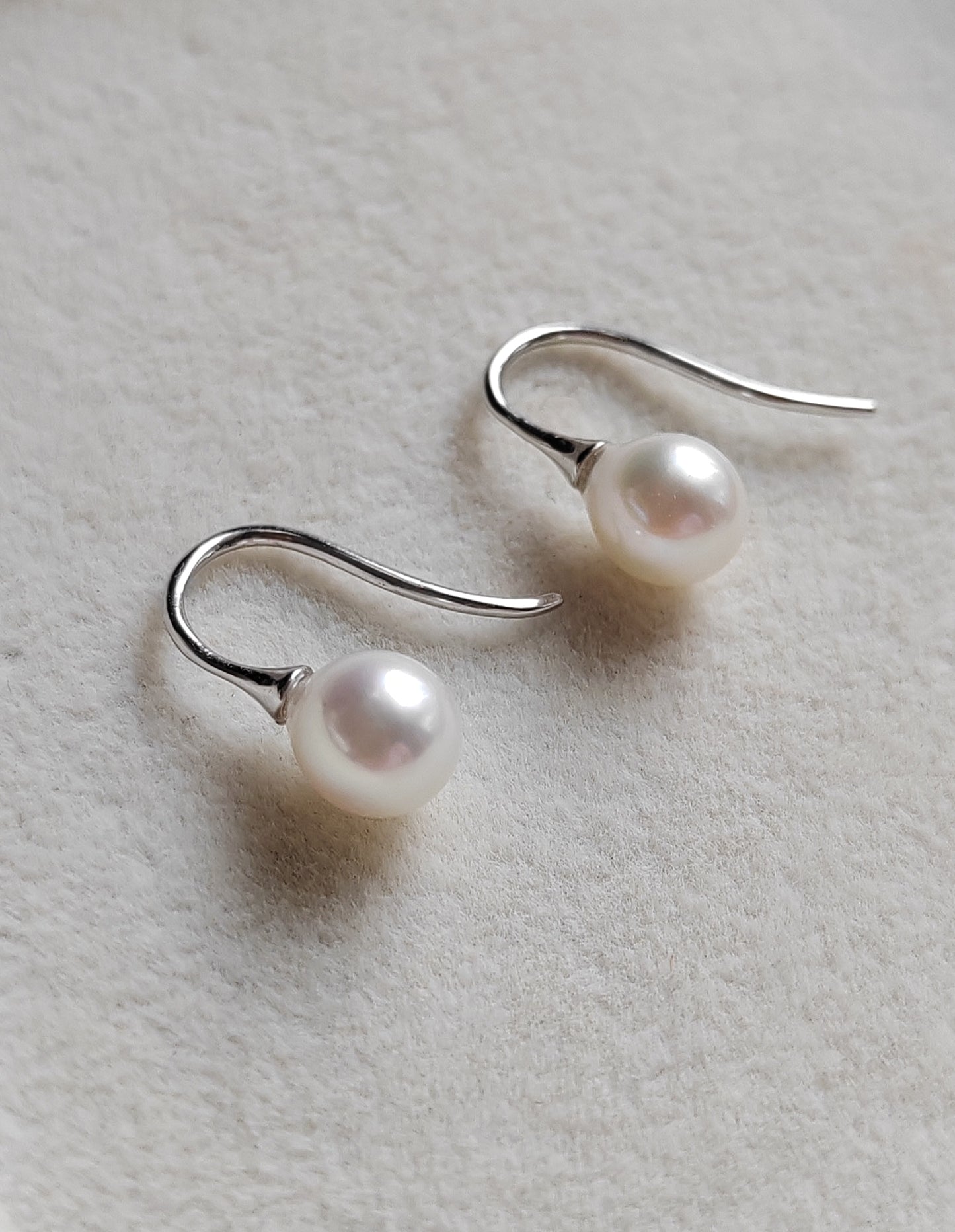 6.3mm Genuine Japanese akoya pearls French hooks earrings