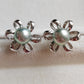 'Silver flowers' earrings genuine akoya pearls 7.3mm