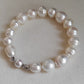9.4-12.1mm Genuine south sea white pearls classic baroque bracelet