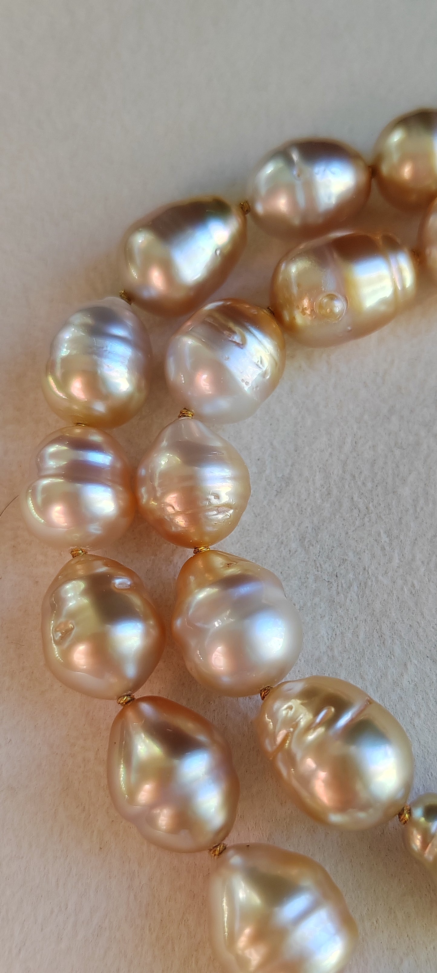 8.2-11.7mm Genuine golden south sea pearls classic baroque necklace