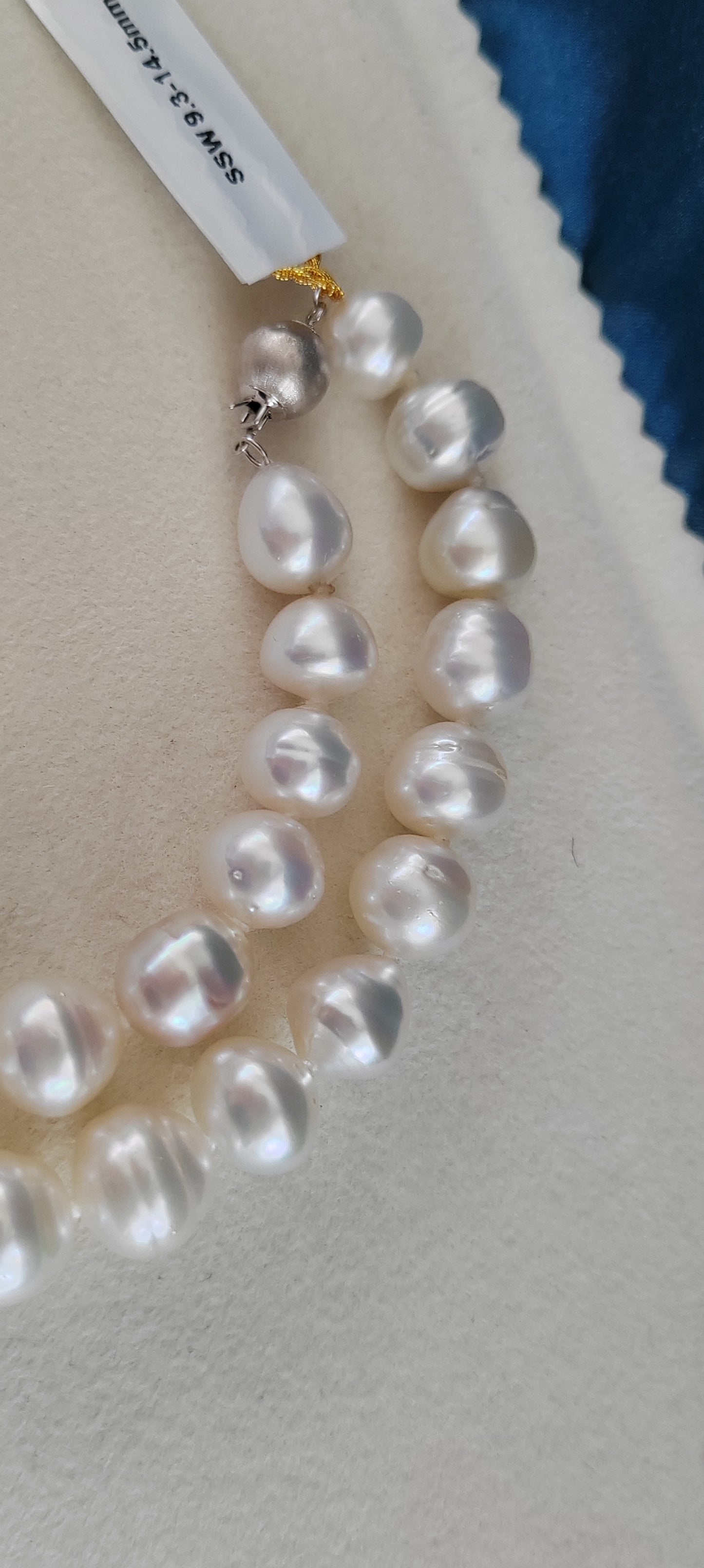 9.3-14.5mm Genuine south sea white pearls designer necklace