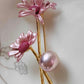 'Pink Lily' brooch genuine freshwater pearl 10.4x11.2mm