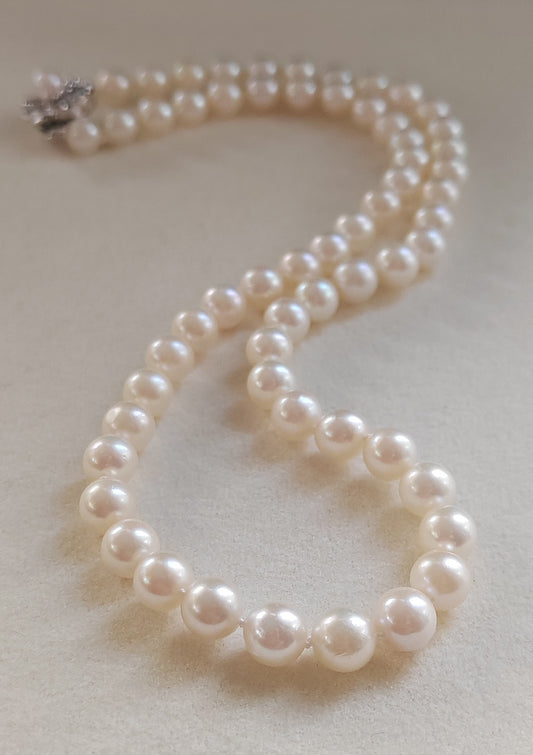 6.4-7.1mm Genuine Akoya saltwater pearls uniform necklace AA