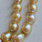 10.1-13mm Genuine golden south sea pearl baroque necklace 14k gold