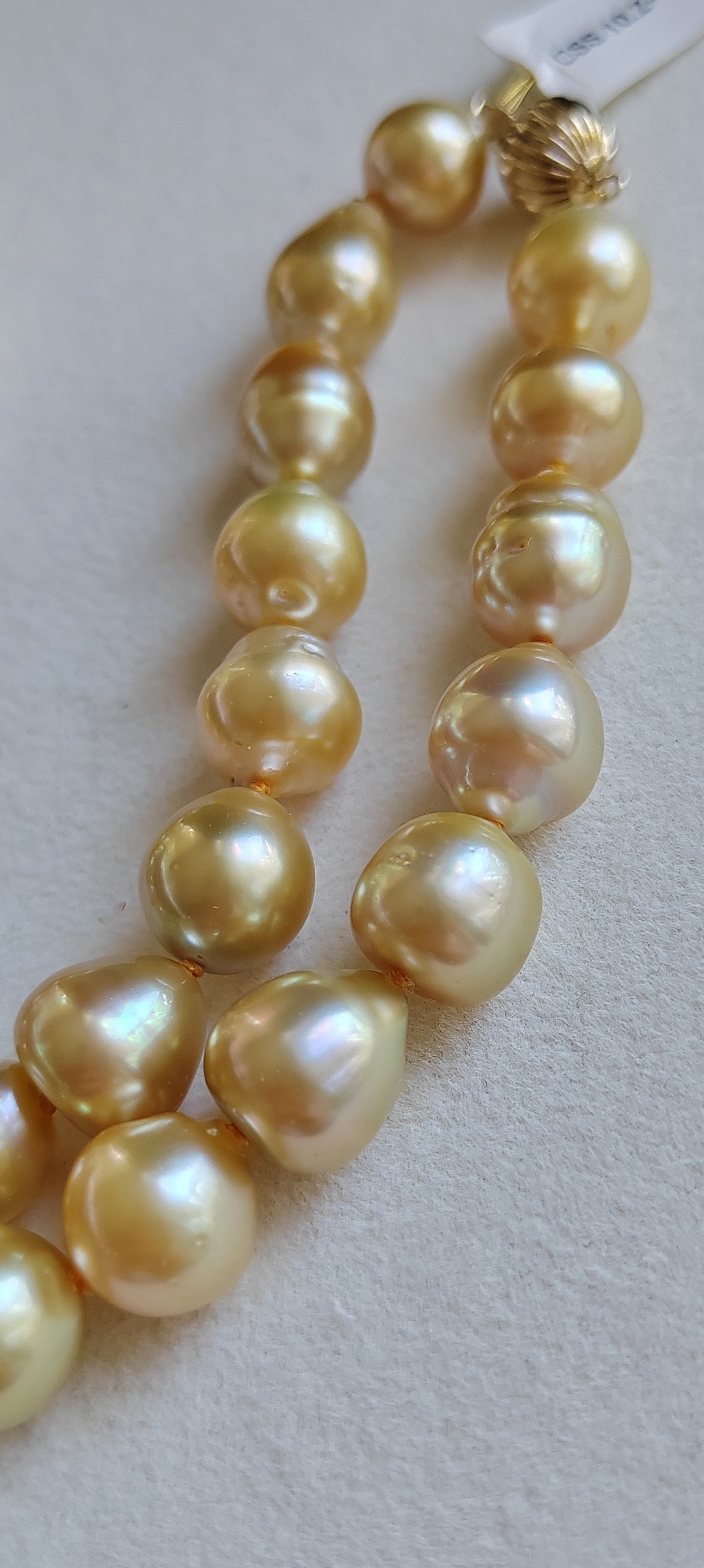 10.1-13mm Genuine golden south sea pearl baroque necklace 14k gold