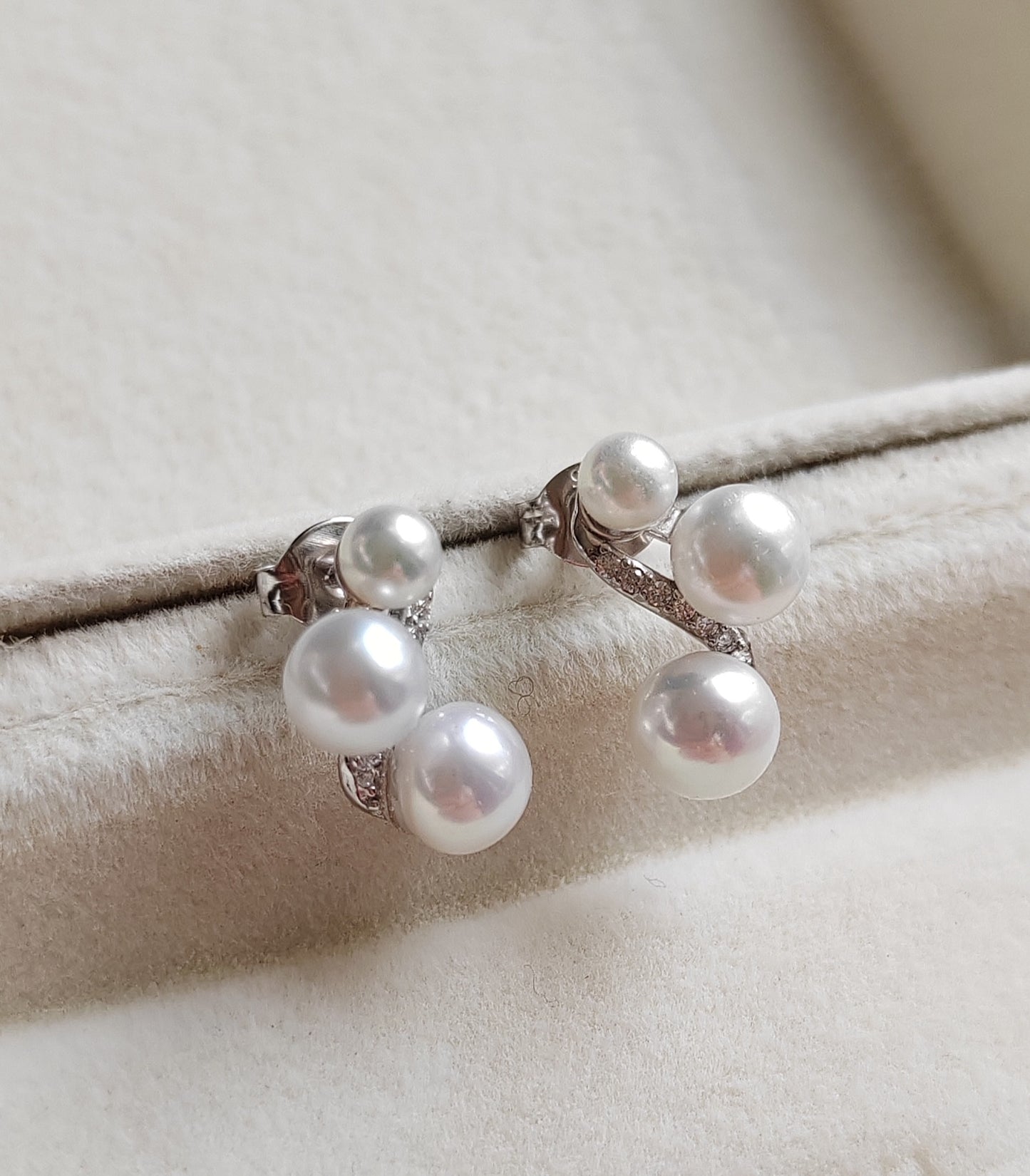3.8-5.9mm Genuine freshwater pearls classic earrings sterling silver