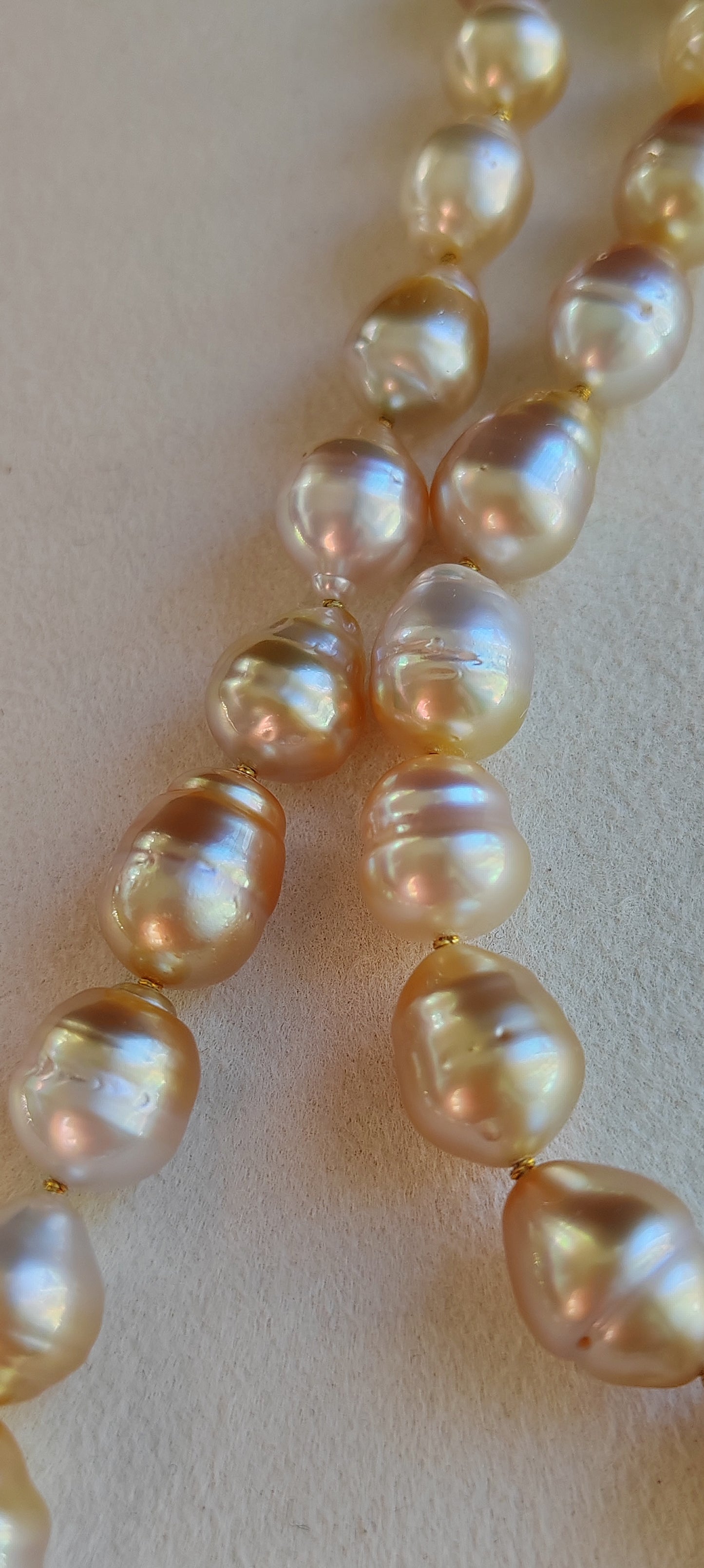 8.2-11.7mm Genuine golden south sea pearls classic baroque necklace