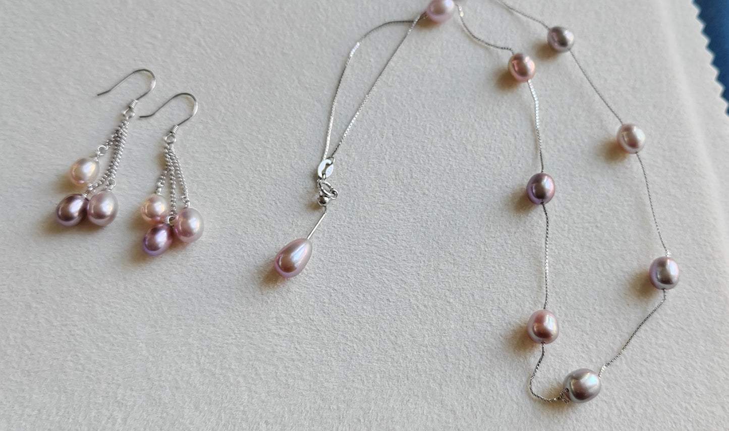 6-7mm Genuine freshwater pearl multicolour jewellry set