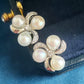 'Pinwheel flowers' Earring genuine Japanese akoya pearls 6.2-6.4mm