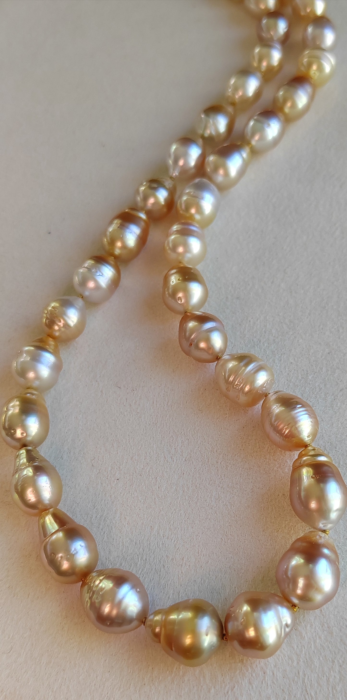 8.2-11.7mm Genuine golden south sea pearls classic baroque necklace