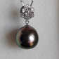 'White Camellia' 18k white gold pendant genuine Mangareva tahitian dea pearl 11.7x12.1mm