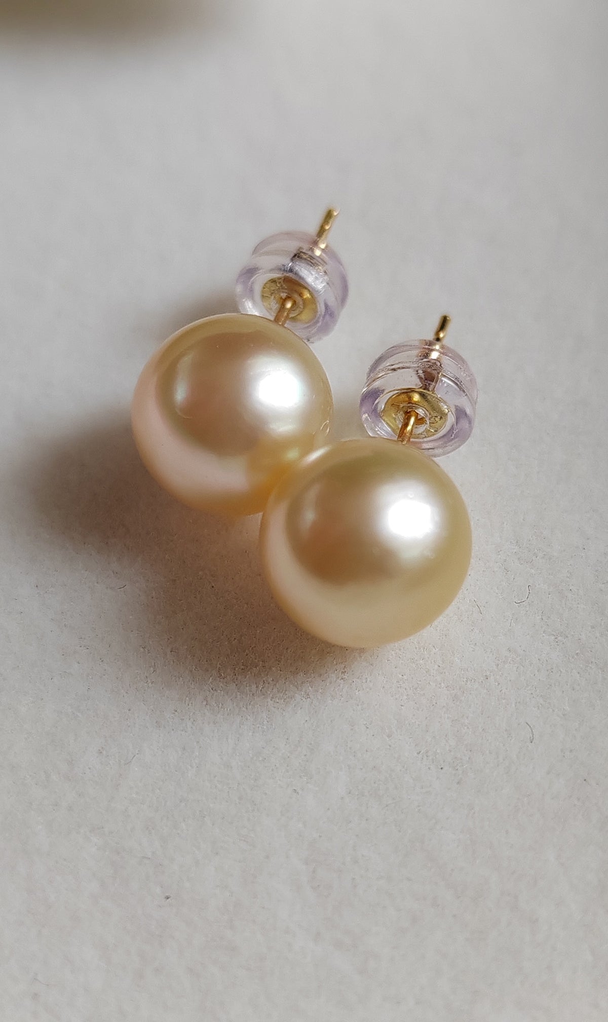 18k gold earring stud genuine golden south sea pearl 9mm