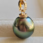 12.95x13.5mm Genuine Tahitian Mangareva pearl 18k gold diamond enhancer/ pendant