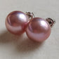 12.3mm Genuine freshwater pearls essential earrings studs silver