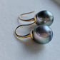 9k gold French hook earrings genuine tahitian south sea pearls 11mm