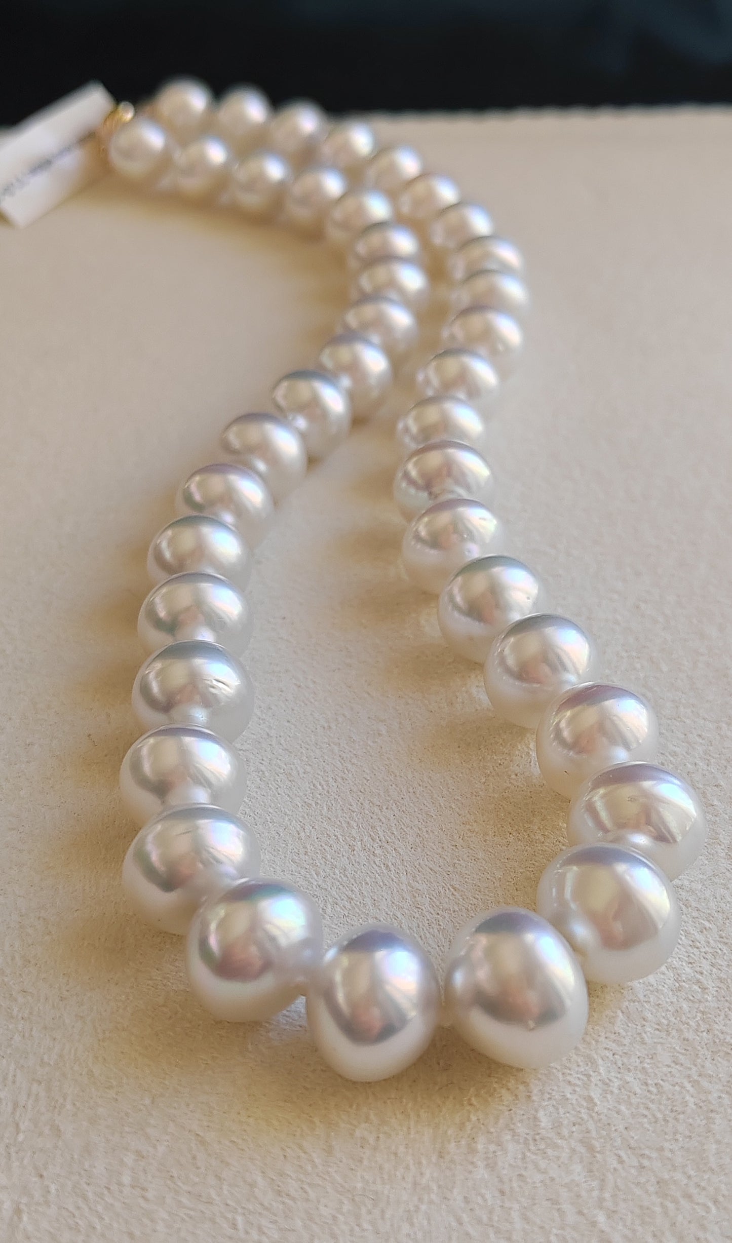 11-12.7mm Genuine south sea white pearl necklace 9K gold
