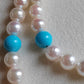 14k gold necklace Natural Sleeping Beauty Turquoise and Genuine Japanese akoya pearls