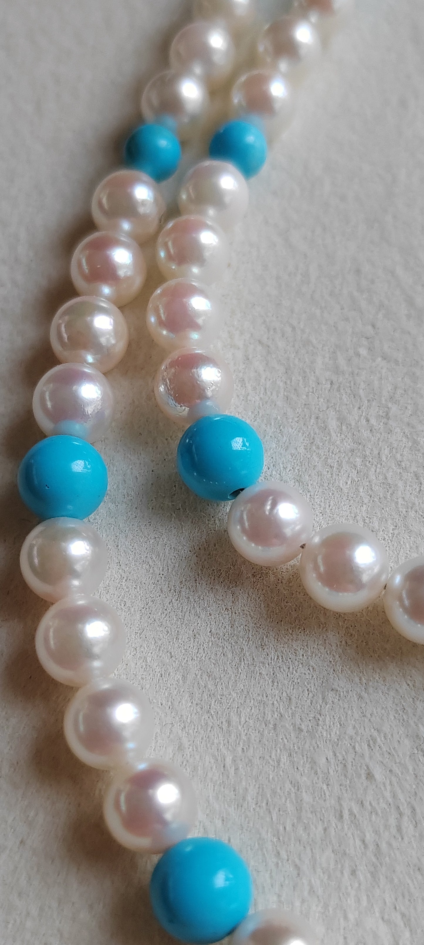 14k gold necklace Natural Sleeping Beauty Turquoise and Genuine Japanese akoya pearls