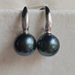 9.9mm Genuine tahitian south sea pearls round classic earrings sterling silver