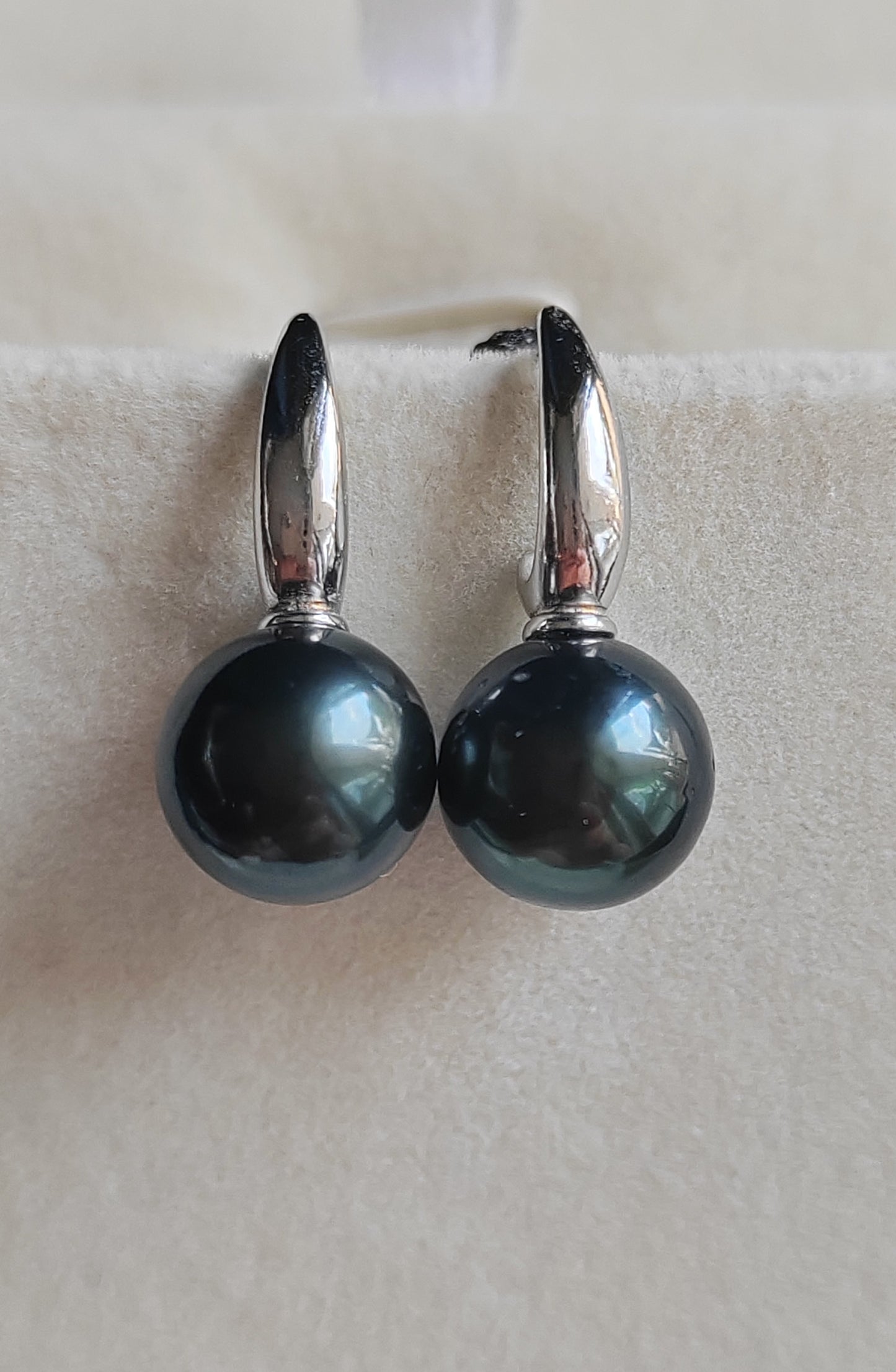 9.9mm Genuine tahitian south sea pearls round classic earrings sterling silver