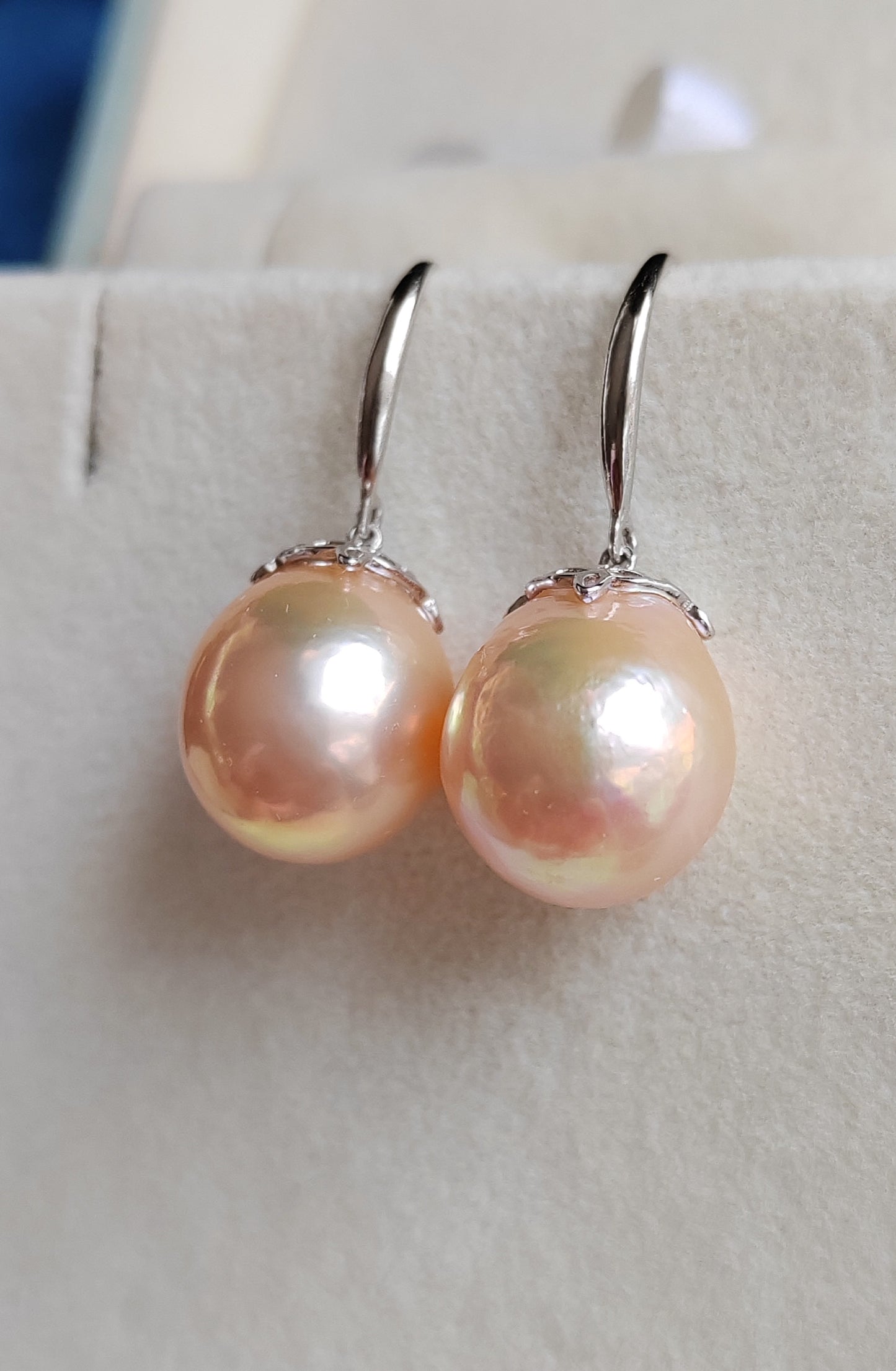 12.5mm Genuine freshwater pearls dangle earrings