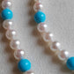 14k gold necklace Natural Sleeping Beauty Turquoise and Genuine Japanese akoya pearls