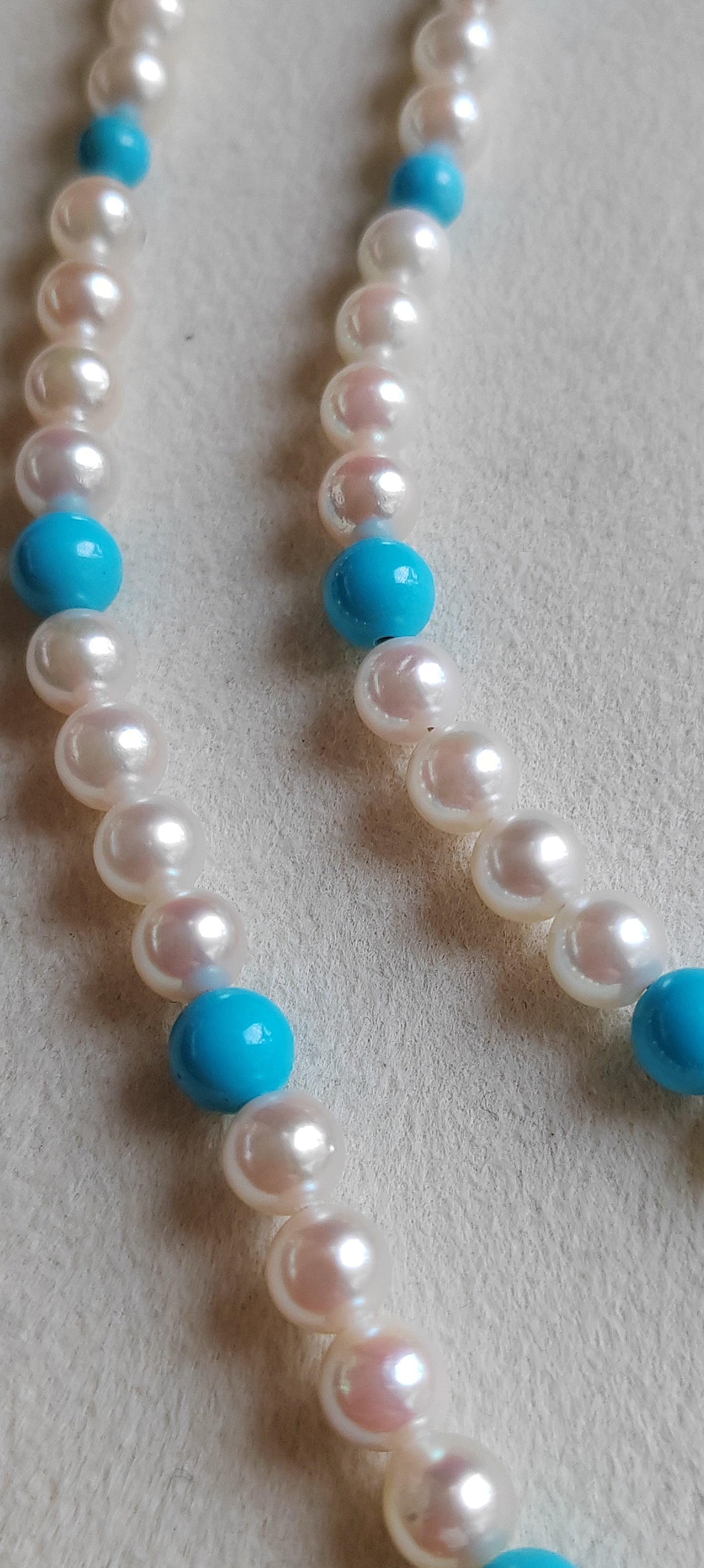 14k gold necklace Natural Sleeping Beauty Turquoise and Genuine Japanese akoya pearls