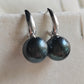 9.9mm Genuine tahitian south sea pearls round classic earrings sterling silver