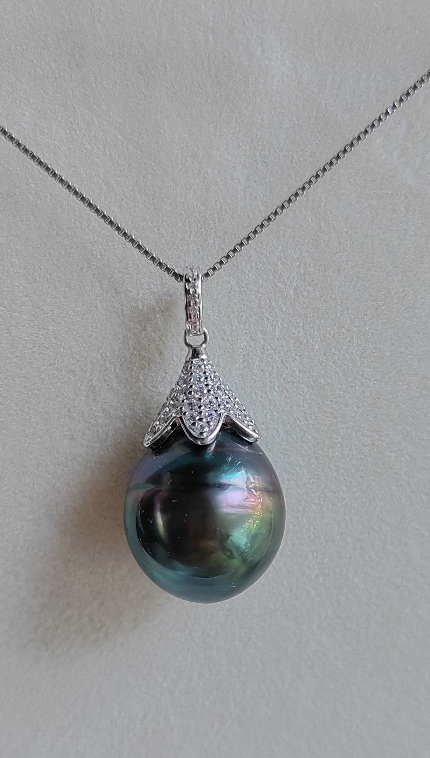 13.3mm Genuine tahitian south sea pearl pendant with chain necklace