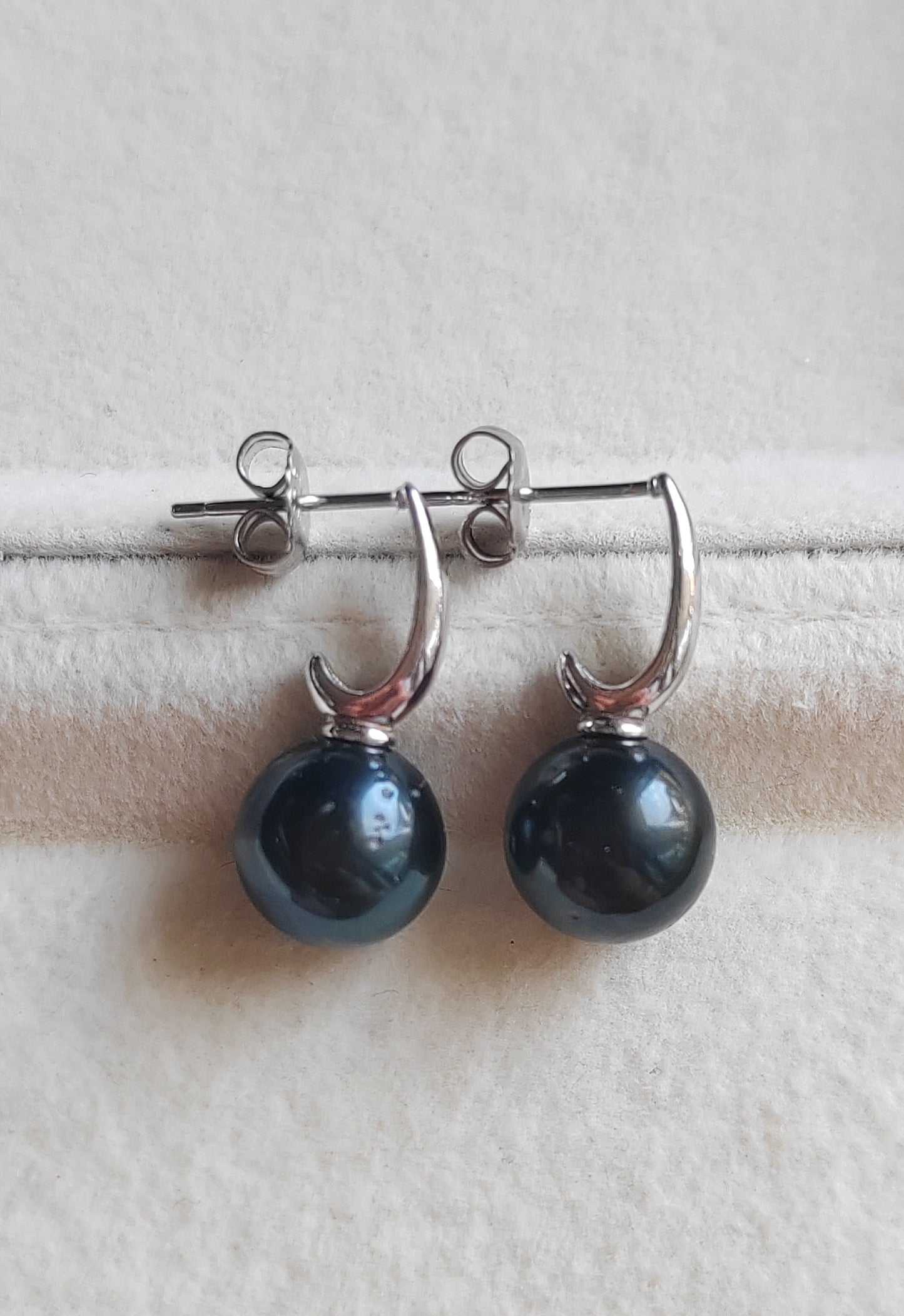 9.9mm Genuine tahitian south sea pearls round classic earrings sterling silver