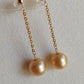 18k gold dangle earrings genuine golden south sea pearl 8.3mm